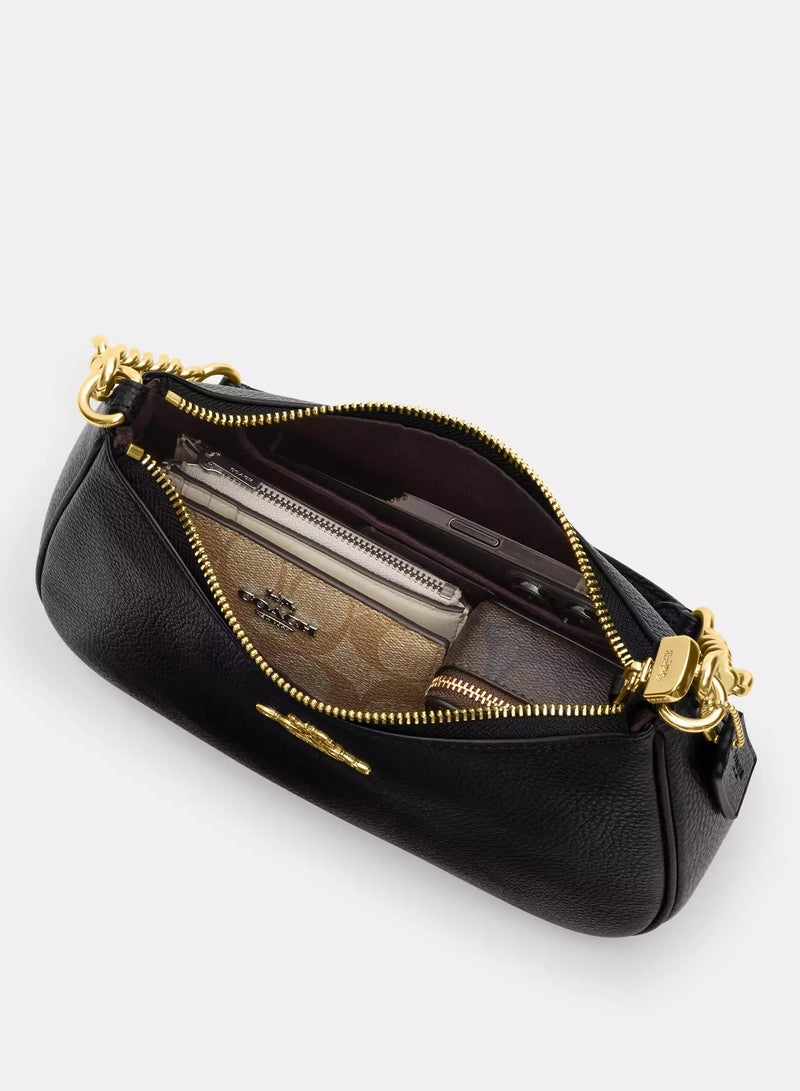 كوتش اوت ليت حقيبة كتف نسائية من Coach Teri مصنوعة من قماش مميز، حقيبة يد نسائية، حقيبة هوبو نسائية، حقيبة توت نسائية، حقيبة سفر نسائية، لون أسود 24 سم - Image 5